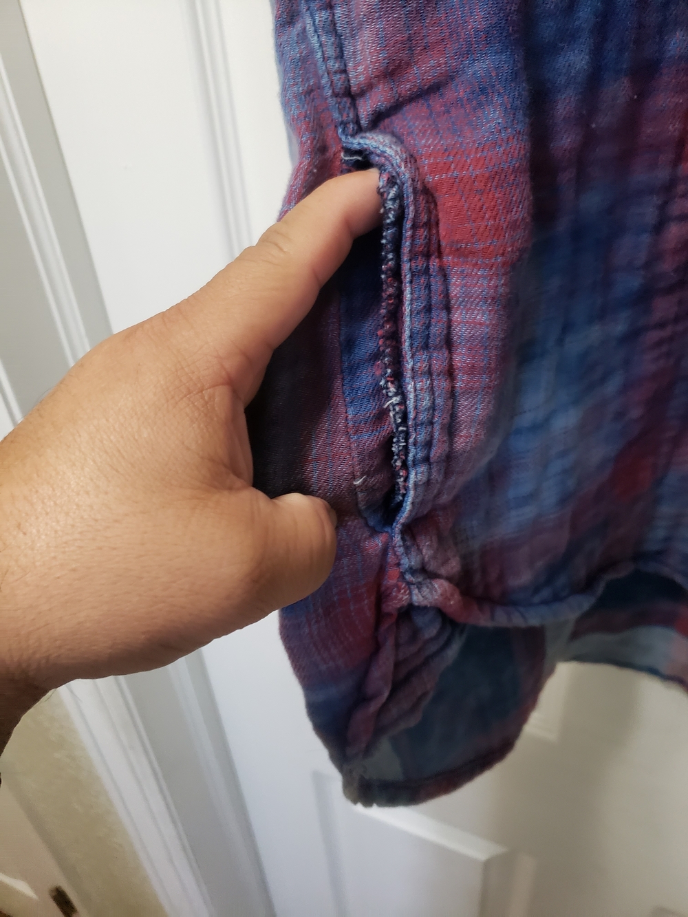 Free People Blue and Red Plaid Button-Down Shirt - Picture 4 of 4